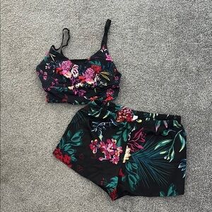 Floral Black Two-Piece Set